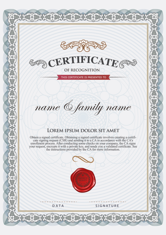 Certificate description